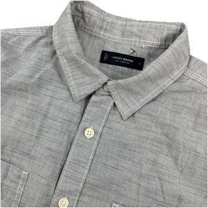 LUCKY BRAND Mens‎ Short Sleeve Button Shirt Blue/White Striped - Large